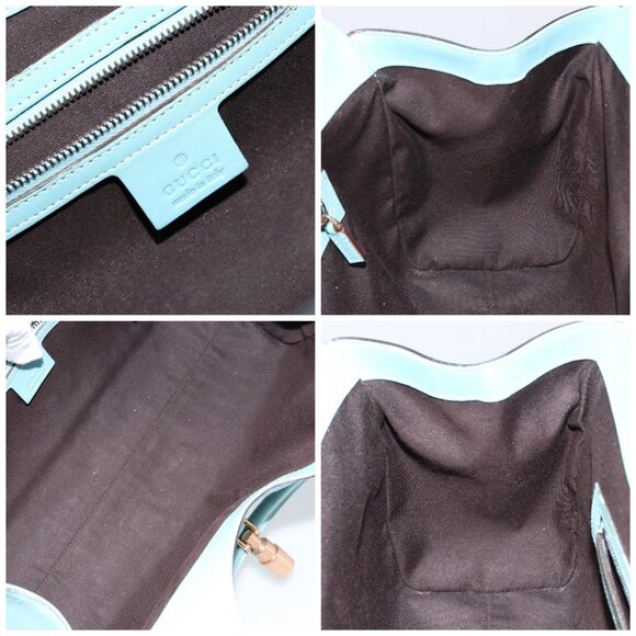 GUCCI New Jerky Shoulder Bag Leather Blue Gold 124407 Auth 147486 - Picture 15 of 16